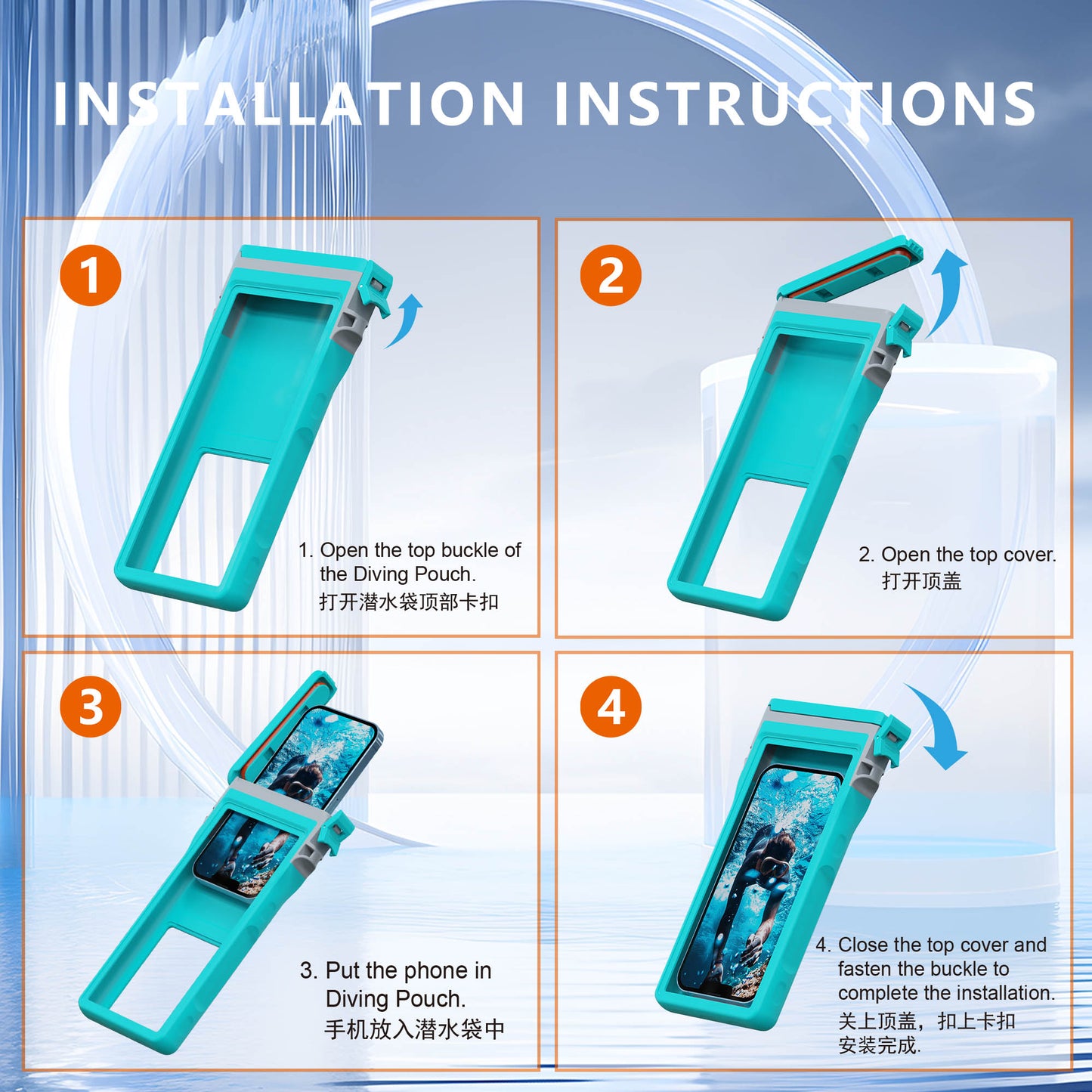 Ultramarine Technology 15M Waterproof Under-Water Phone Case | Universal Diving Pouch Phone Pouch