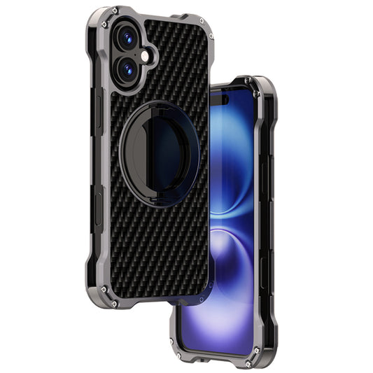 Ultramarine Technology with Carbon Fiber MagSafe Phone Case with 360° Rotating Ring Stand