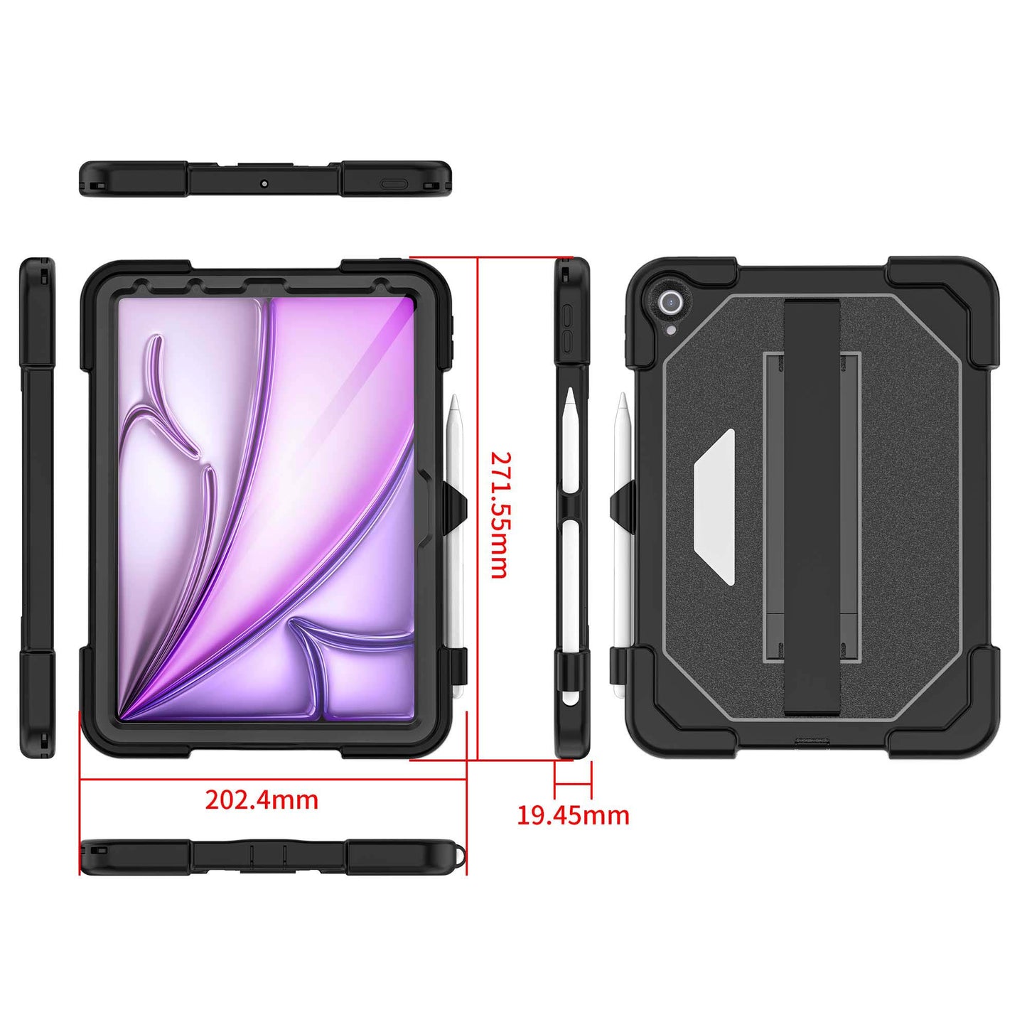 Ultramarine Technology Heavy Duty Military Tablet Case with Hand Strap & Screen Protector - iPad Air 7th Gen
