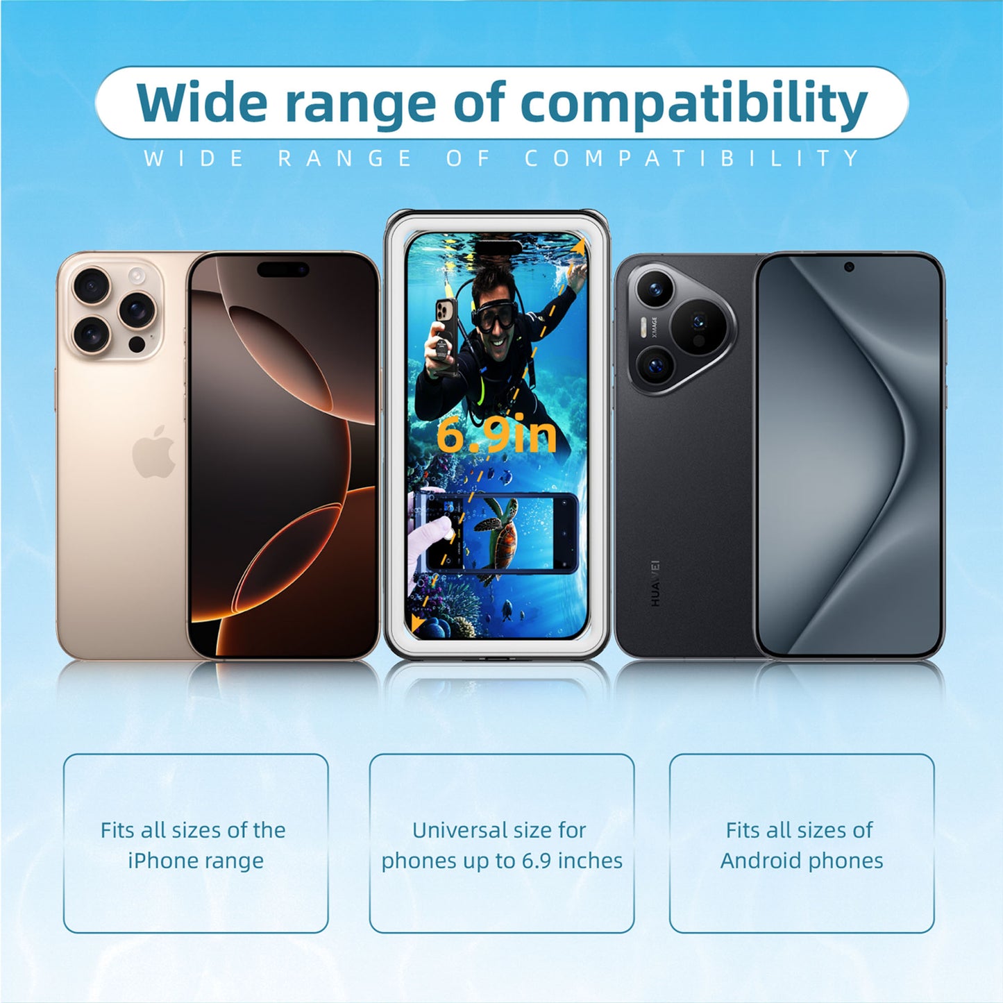 Ultramarine Technology Next-Gen IPX8 Waterproof Phone Case | Professional Underwater 100ft