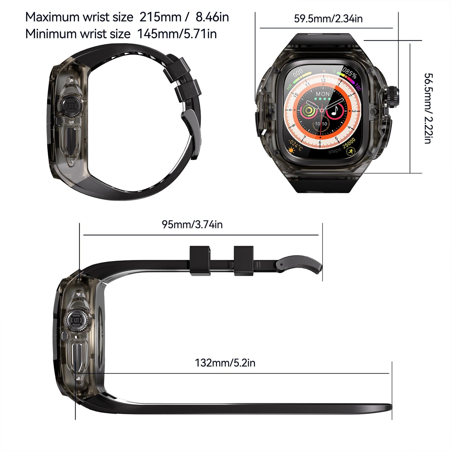 Ultramarine Technology Premium Shockproof Armor Watch Case with ECG Support & One-Click