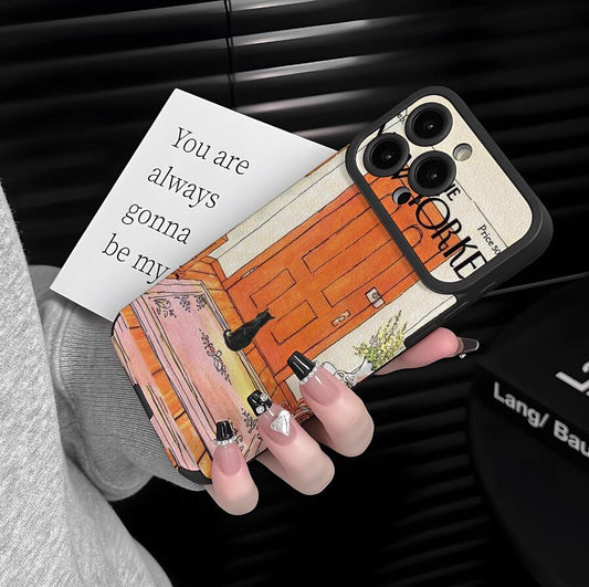 sheepskin-cat-sitting-on-door-painting-iphone-case-creative_1