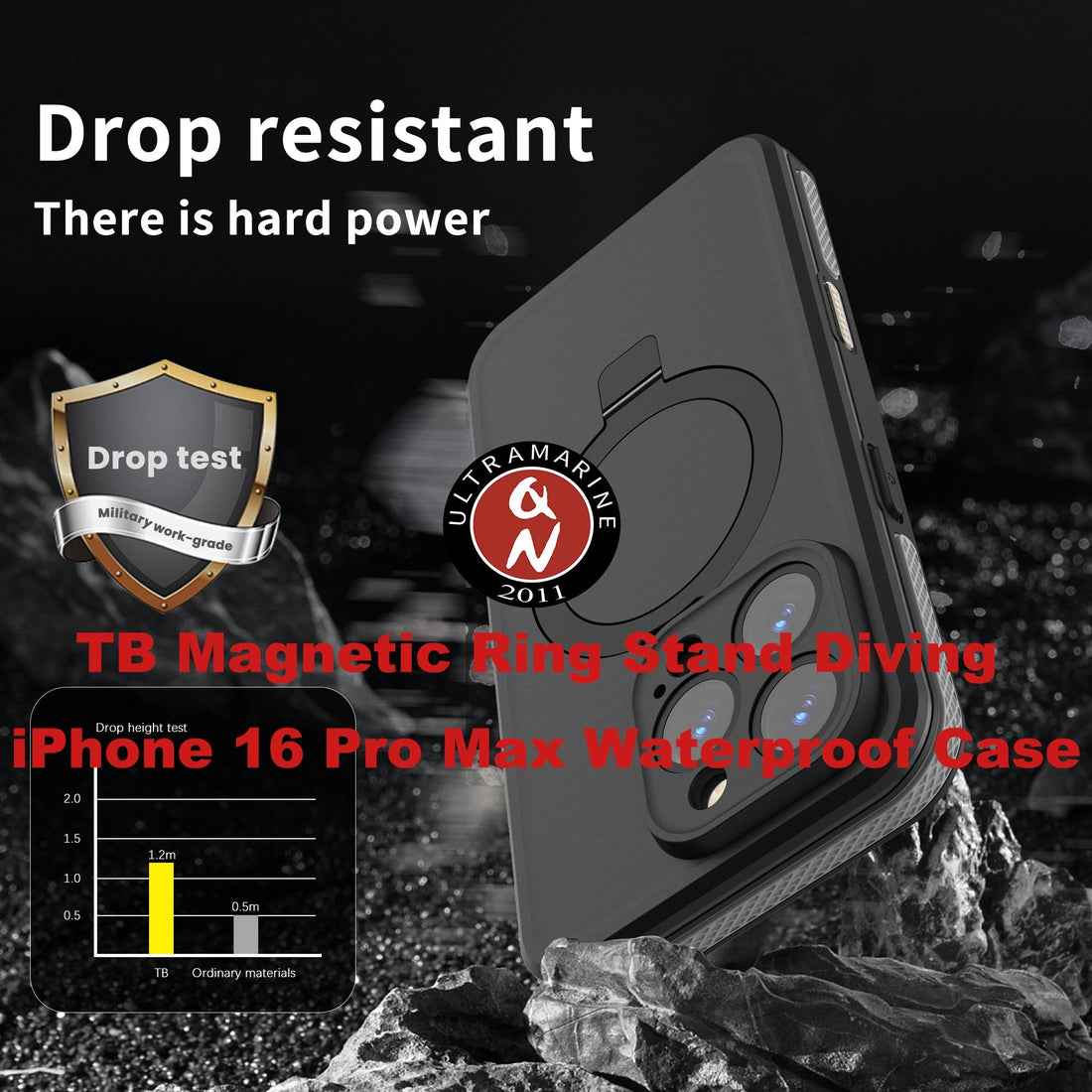 Unbeatable Value Magnetic Ring Stand Waterproof iPhone 16 Pro Max Case