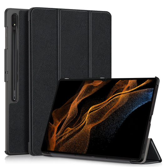 Tri-fold Caster Leather Samsung Galaxy Tab S9 Ultra Case Shell Slim