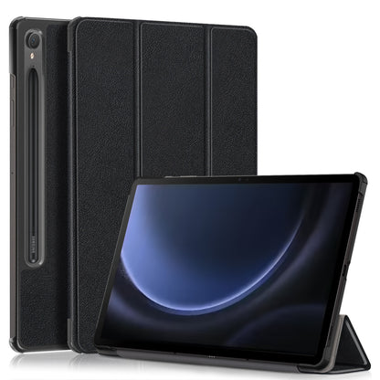 Tri-fold Caster Leather Samsung Galaxy Tab S9 FE Case Hard Shell Slim