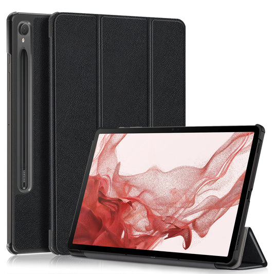 Tri-fold Caster Leather Samsung Galaxy Tab S9 Case Hard Shell Slim