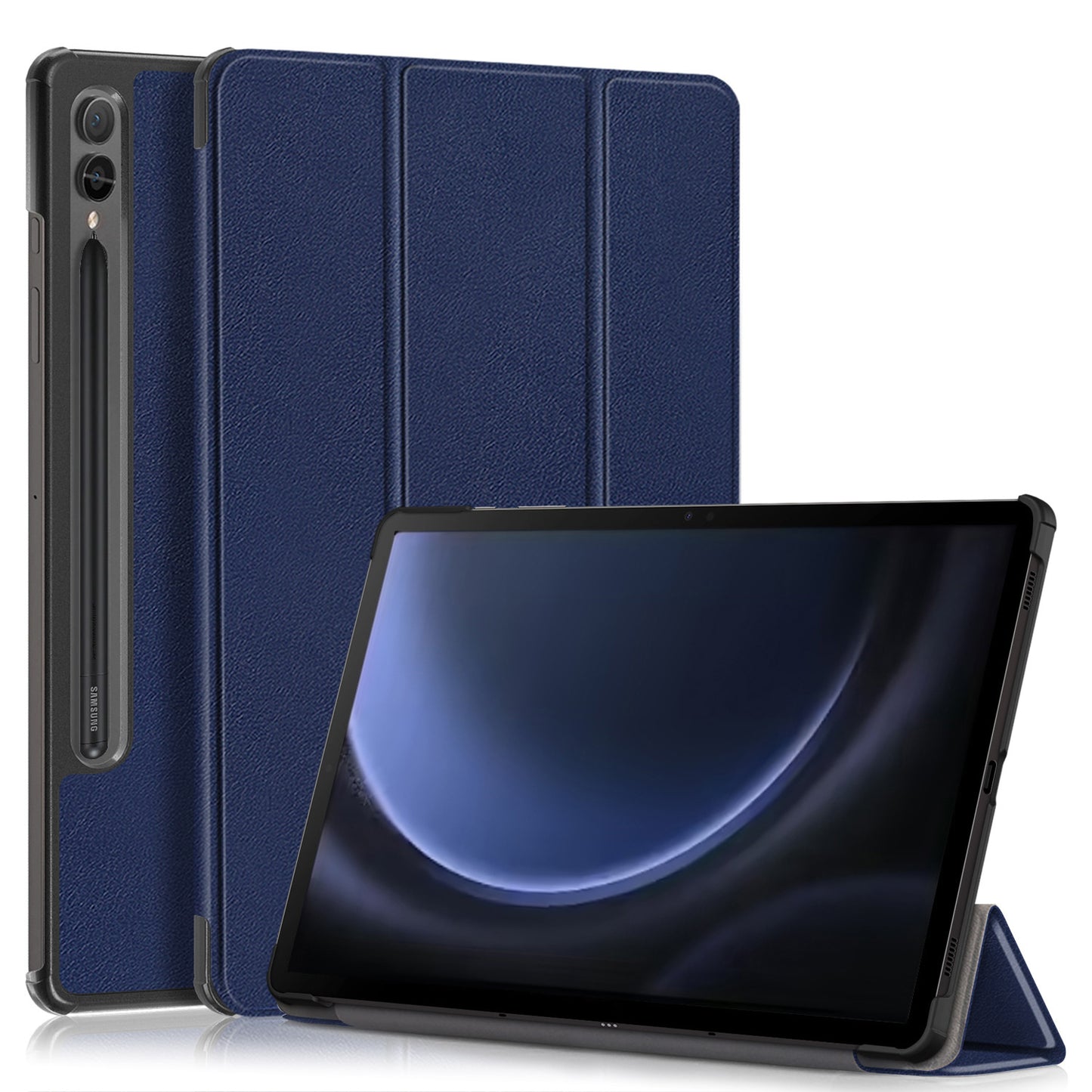 Tri-fold Caster Leather Samsung Galaxy Tab S9 FE+ Case Hard Shell Slim