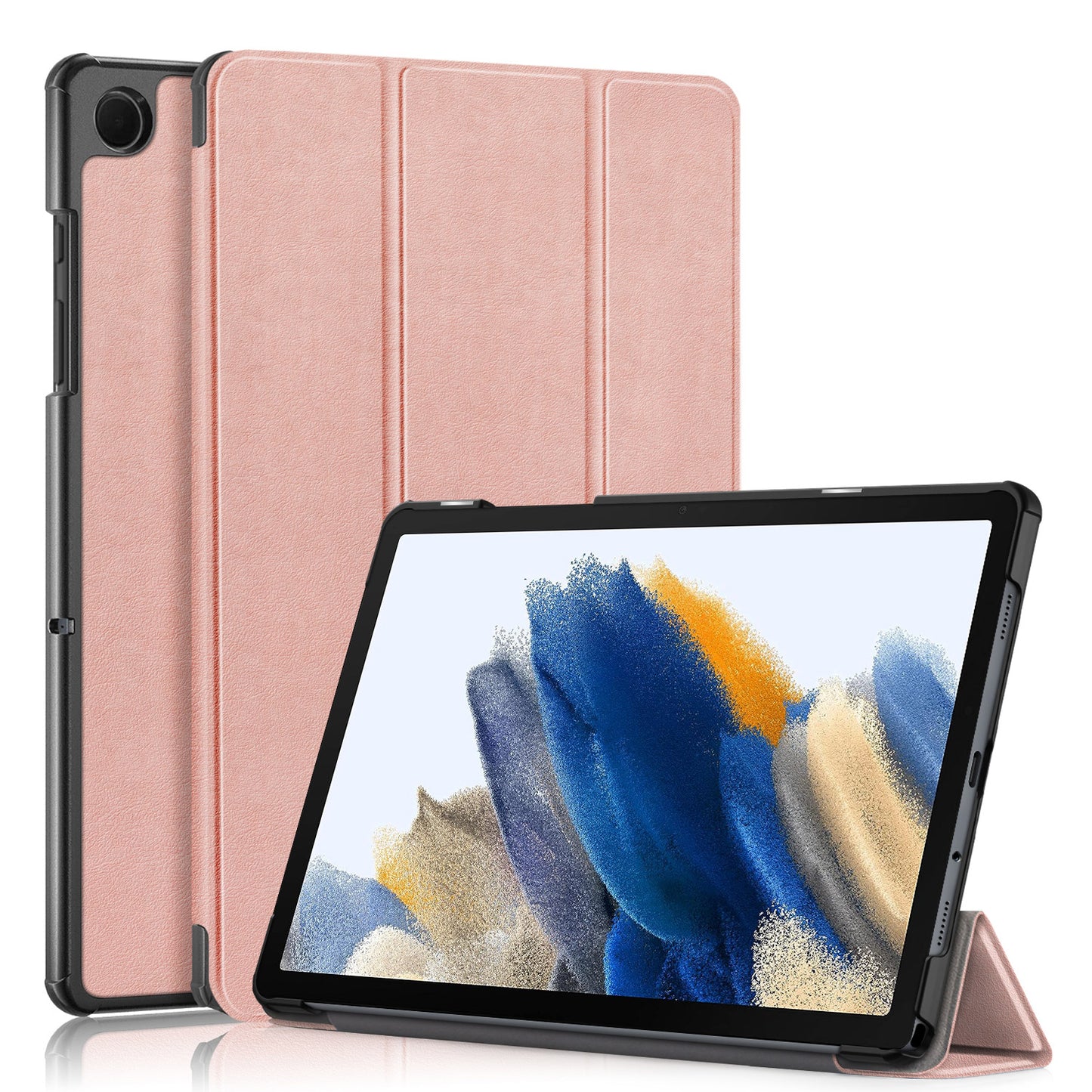 Tri-fold Caster Leather Samsung Galaxy Tab A9+ Case Hard Shell Slim