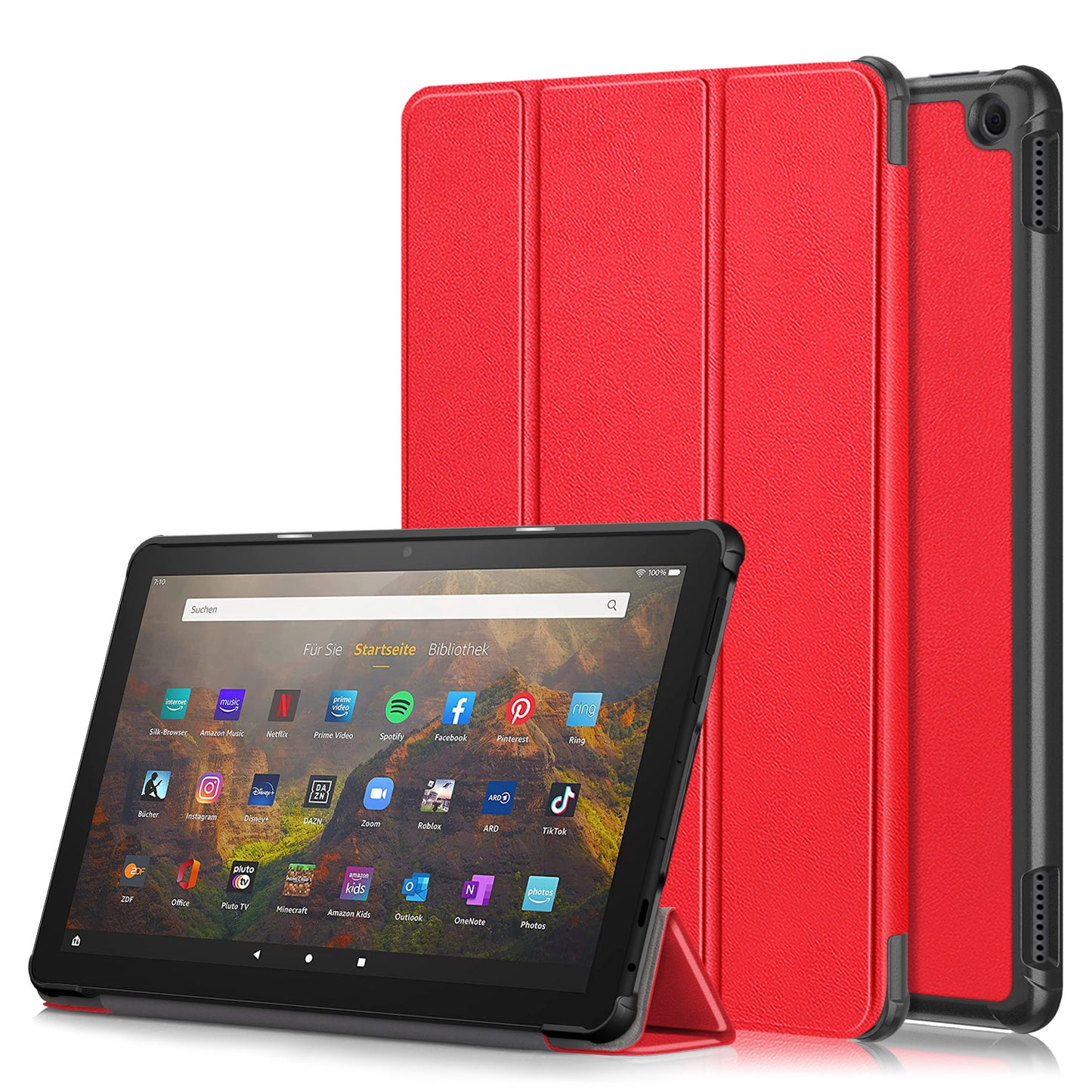 Tri-fold Caster Leather Kindle Fire HD 10 (2023) Case Hard Shell Slim