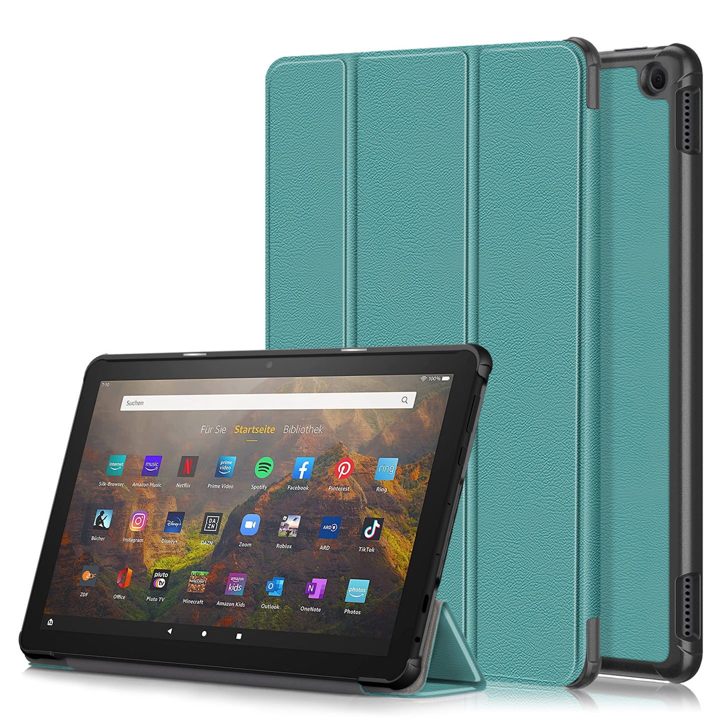 Tri-fold Caster Leather Kindle Fire HD 10 (2023) Case Hard Shell Slim