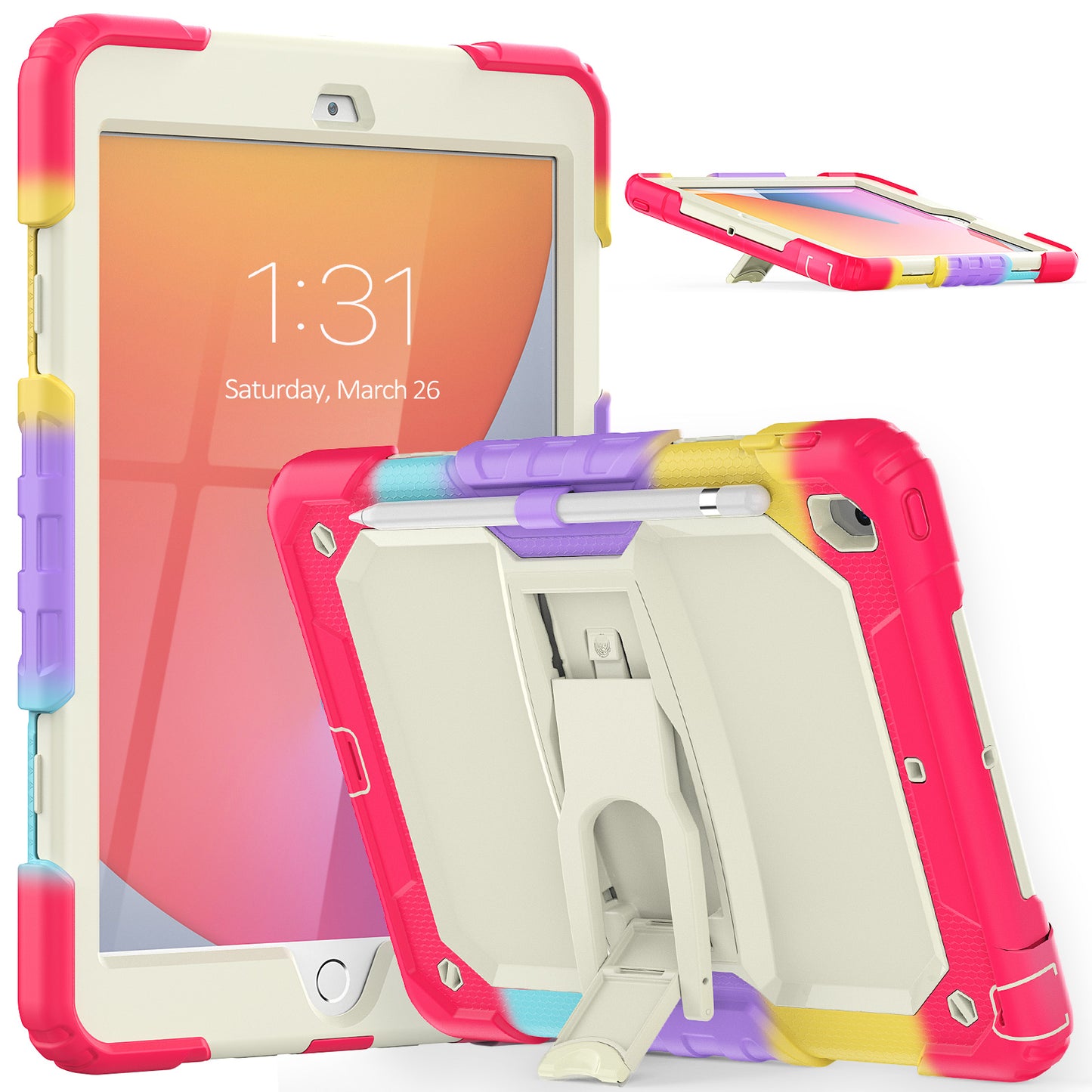 Kickstand Built-in Screen Protector Apple iPad 9 Case Shoulder Strap