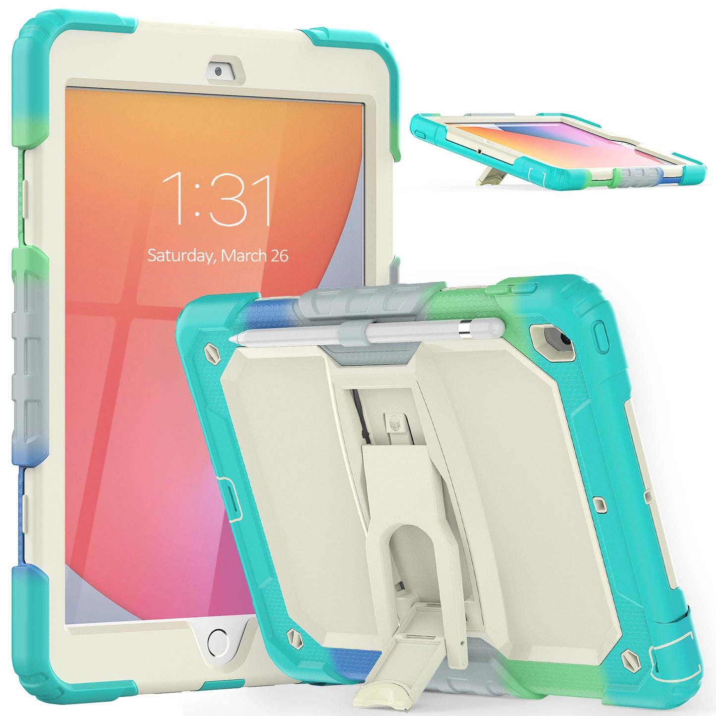 Kickstand Built-in Screen Protector Apple iPad 9 Case Shoulder Strap