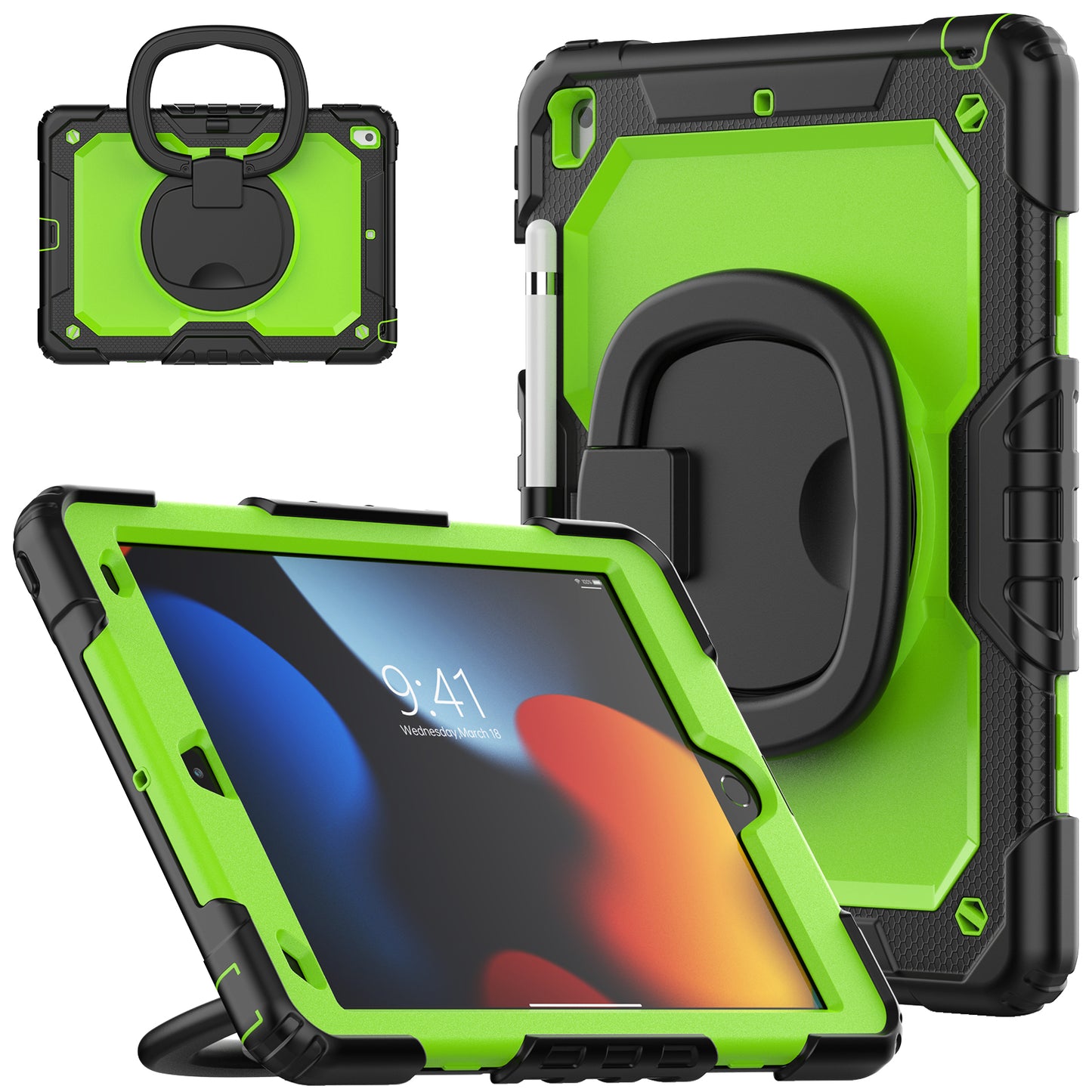 Tough Handle Grip Hook Apple iPad 9 Case Rotatable