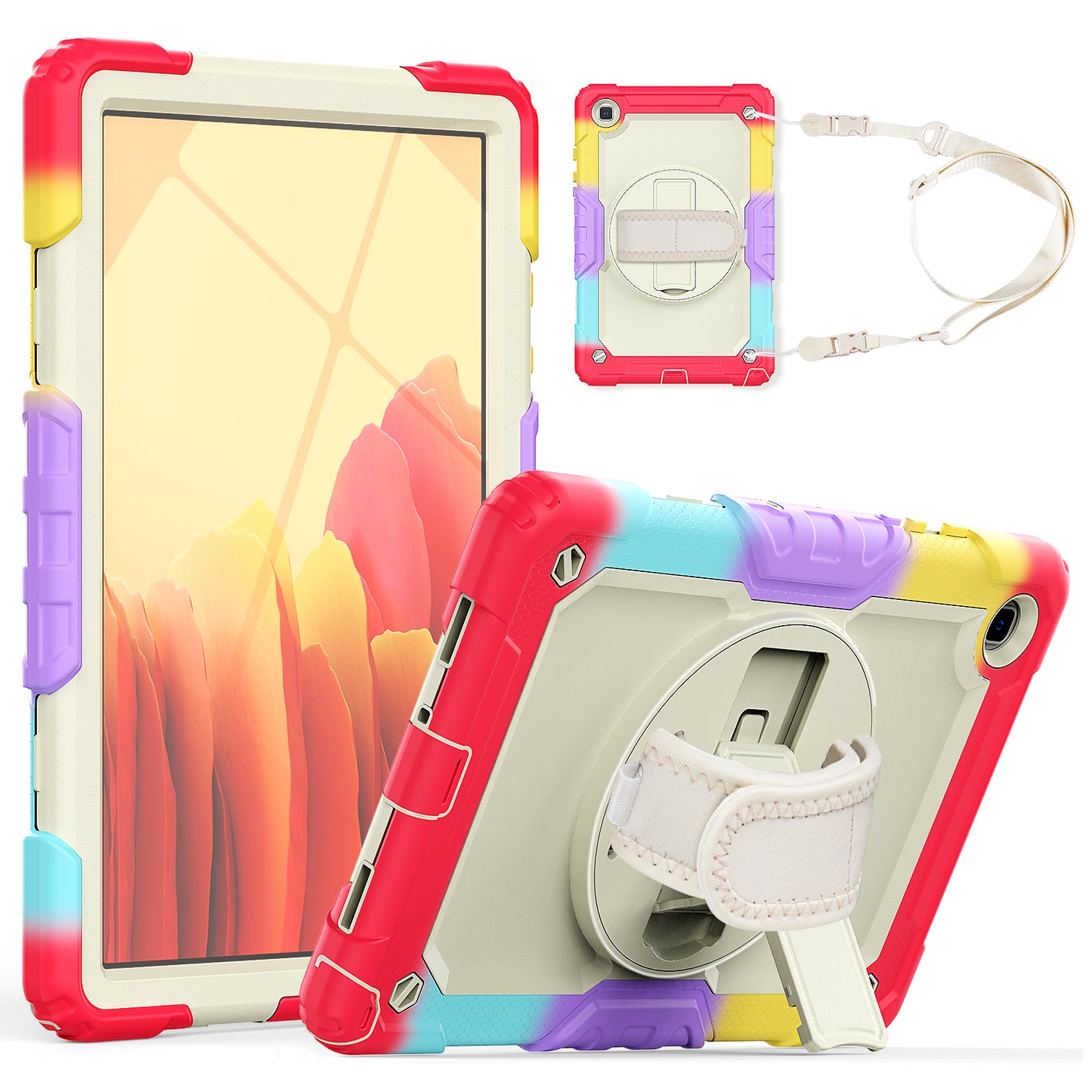 Tough Strap Built-in Screen Protector Galaxy Tab A7 Case Multi-functional