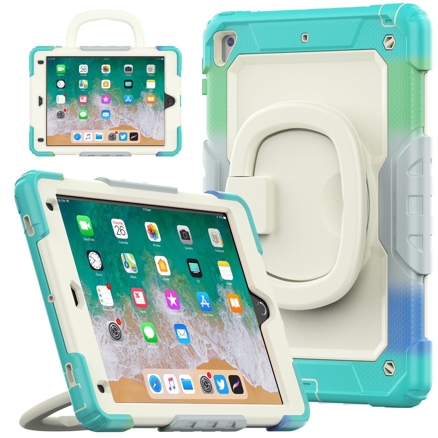 Tough Handle Grip Hook Apple iPad Air 1 Case Rotatable