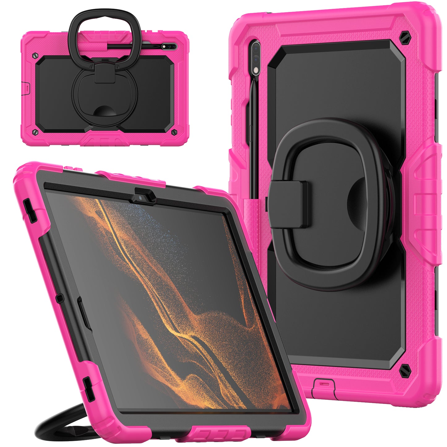 Tough Handle Grip Hook Samsung Galaxy Tab S7 FE Case Rotatable