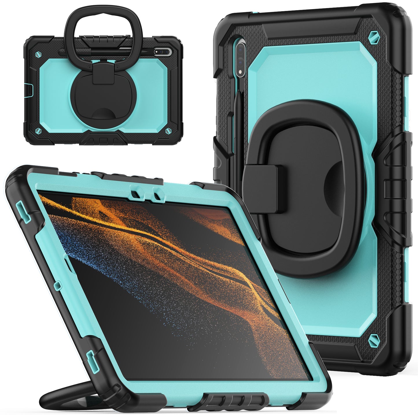 Tough Handle Grip Hook Samsung Galaxy Tab S7 Case Rotatable