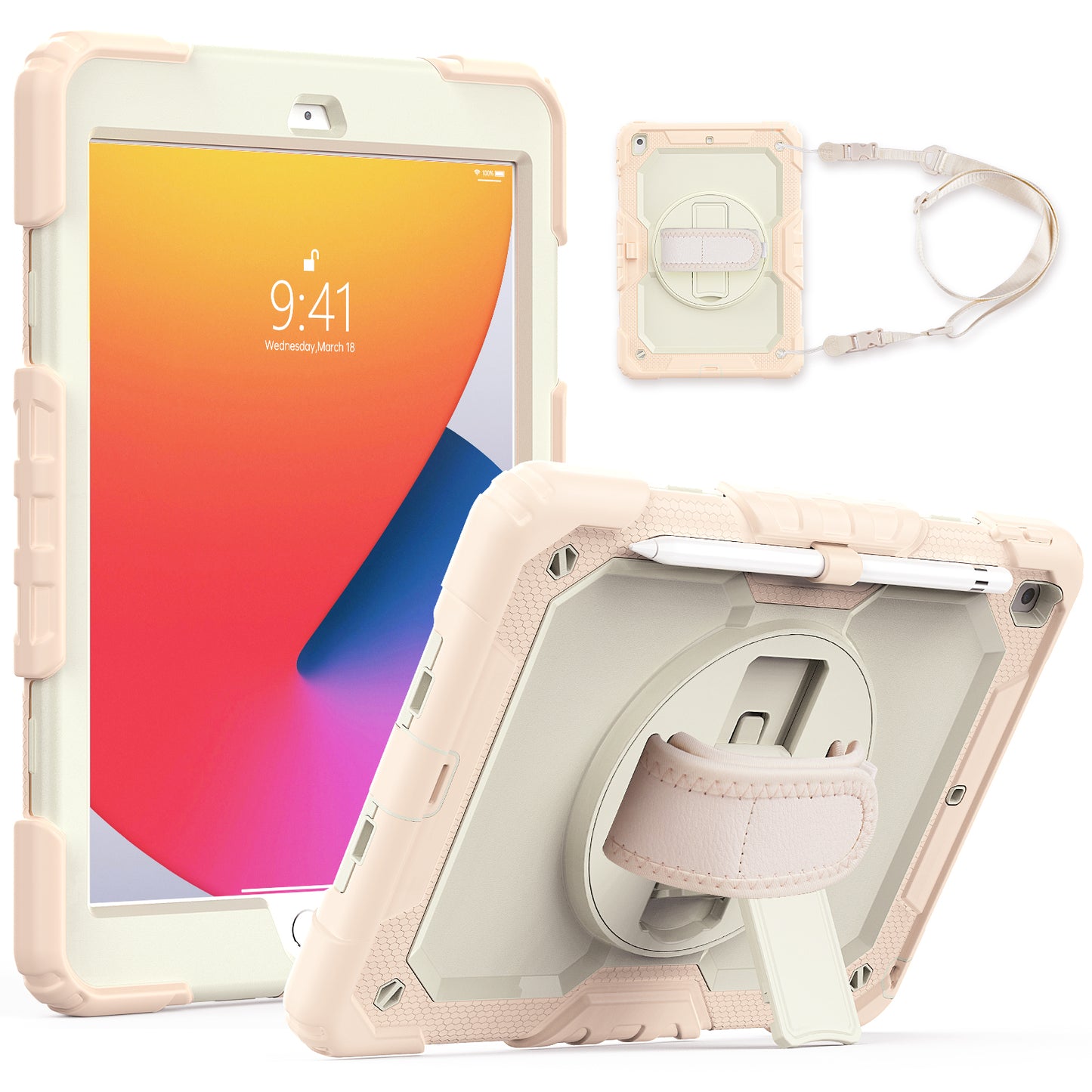 Tough Strap Built-in Screen Protector iPad 7 Case Multi-functional