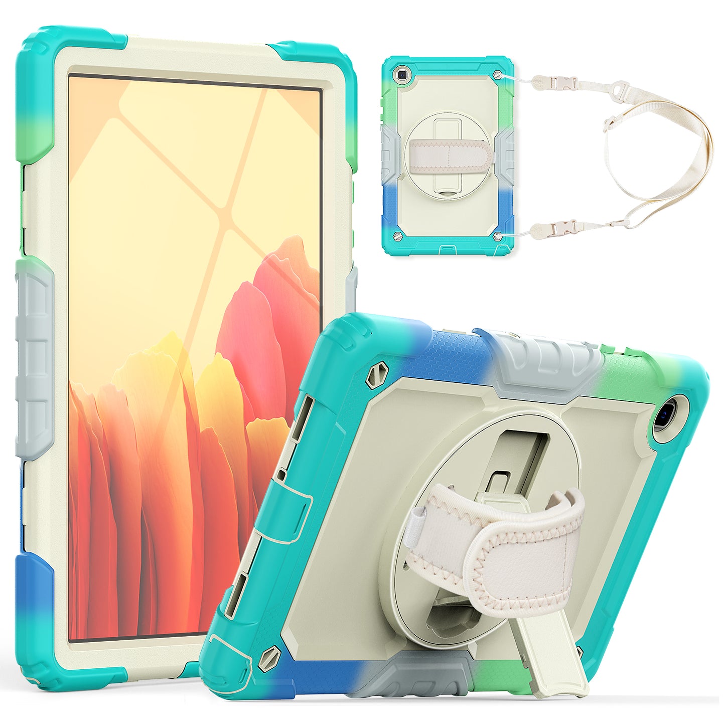 Tough Strap Built-in Screen Protector Galaxy Tab A7 Case Multi-functional