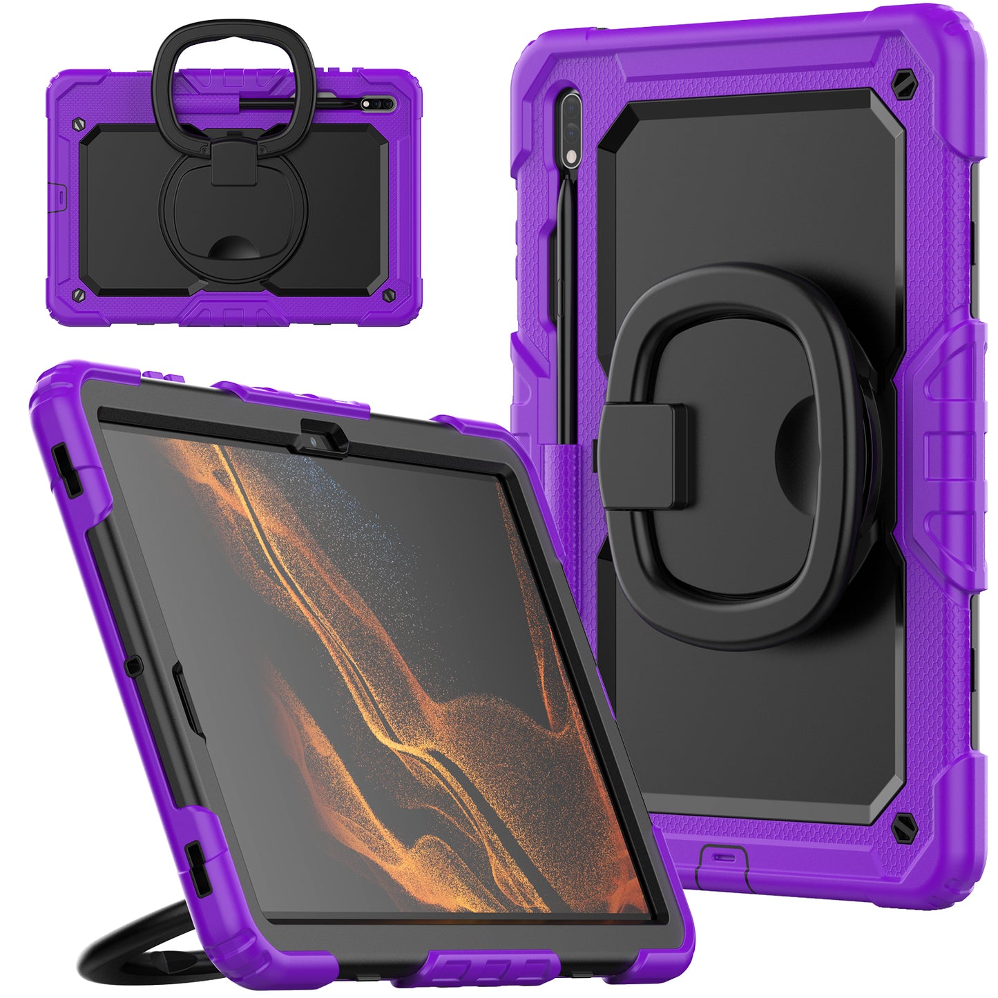 Tough Handle Grip Hook Samsung Galaxy Tab S7 FE Case Rotatable