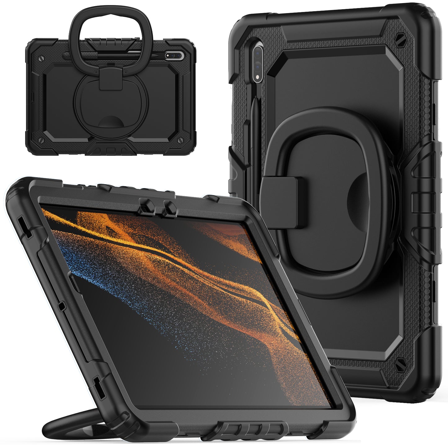 Tough Handle Grip Hook Samsung Galaxy Tab S7 Case Rotatable