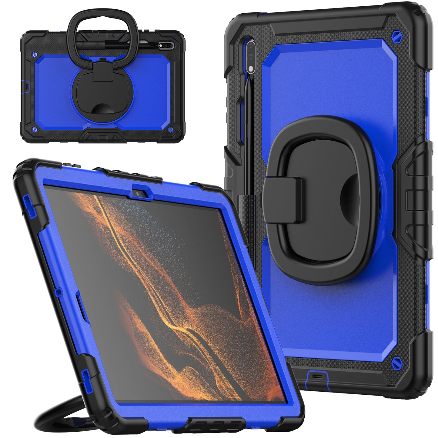 Tough Handle Grip Hook Samsung Galaxy Tab S7+ Case Rotatable