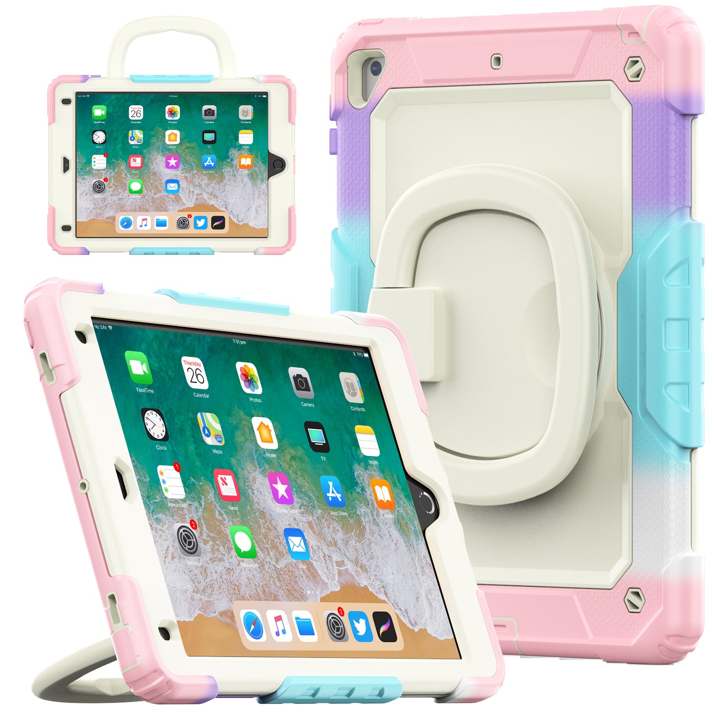 Tough Handle Grip Hook Apple iPad Air 2 Case Rotatable