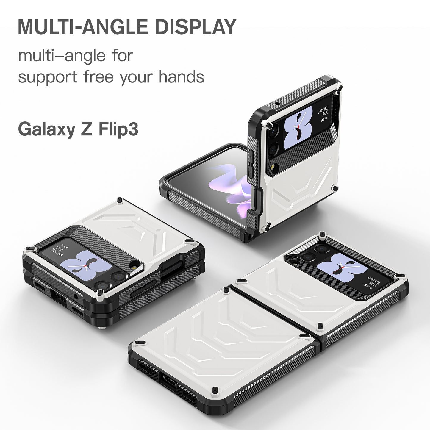 Mech King Samsung Galaxy Z Flip3 Case Rugged Mul-angele Kicktand