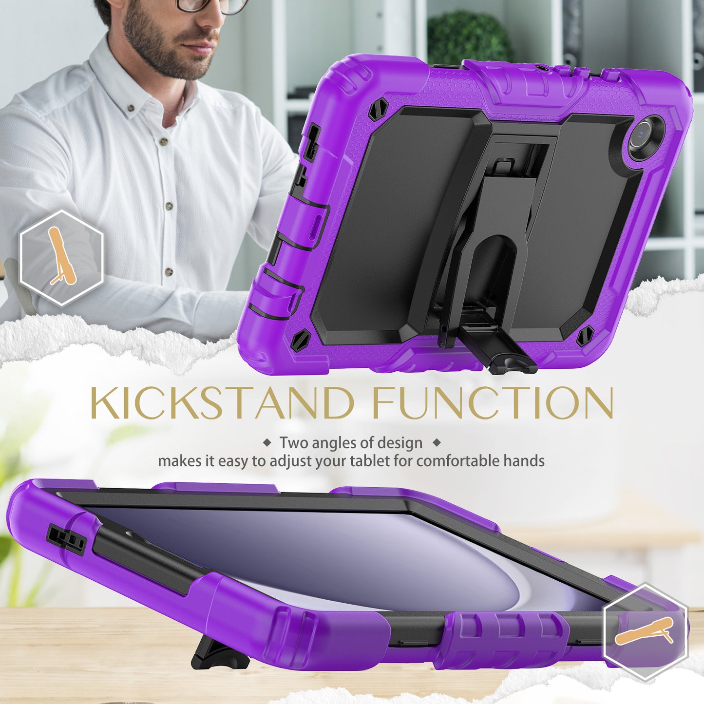 Kickstand Built-in Screen Protector Galaxy Tab A9 Case Shoulder Strap