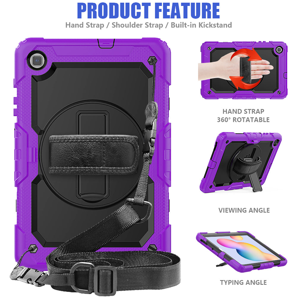 Tough Strap Built-in Screen Protector Galaxy Tab S6 Lite Case Multi-functional