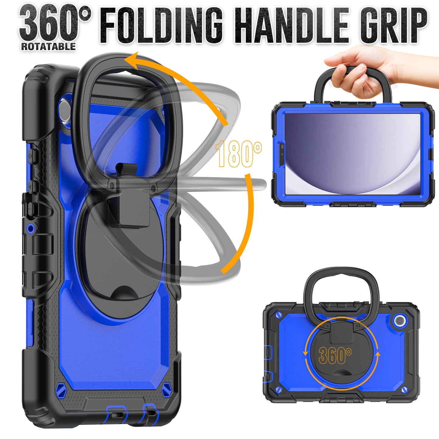 Tough Handle Grip Hook Samsung Galaxy Tab A9 Case Rotatable