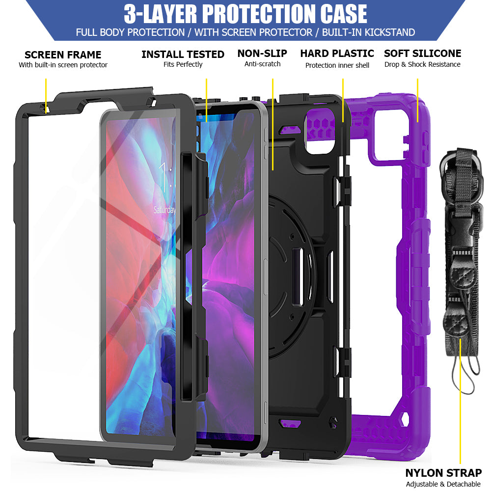 Tough Strap Built-in Screen Protector iPad Pro 11 (2018) Case Multi-functional