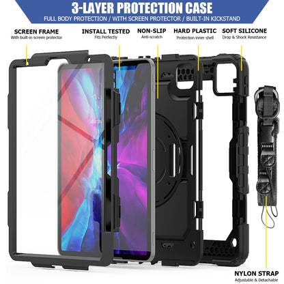 Tough Strap Built-in Screen Protector iPad Pro 12.9 (2020) Case Multi-functional