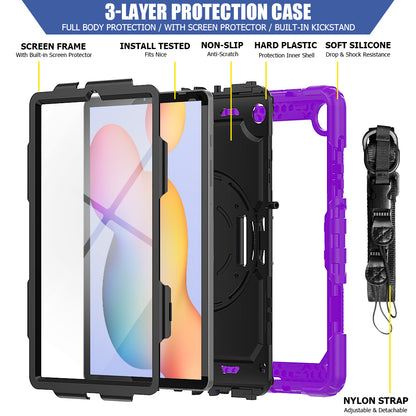 Tough Strap Built-in Screen Protector Galaxy Tab S6 Lite Case Multi-functional