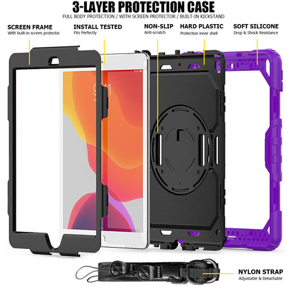 Tough Strap Built-in Screen Protector iPad 7 Case Multi-functional