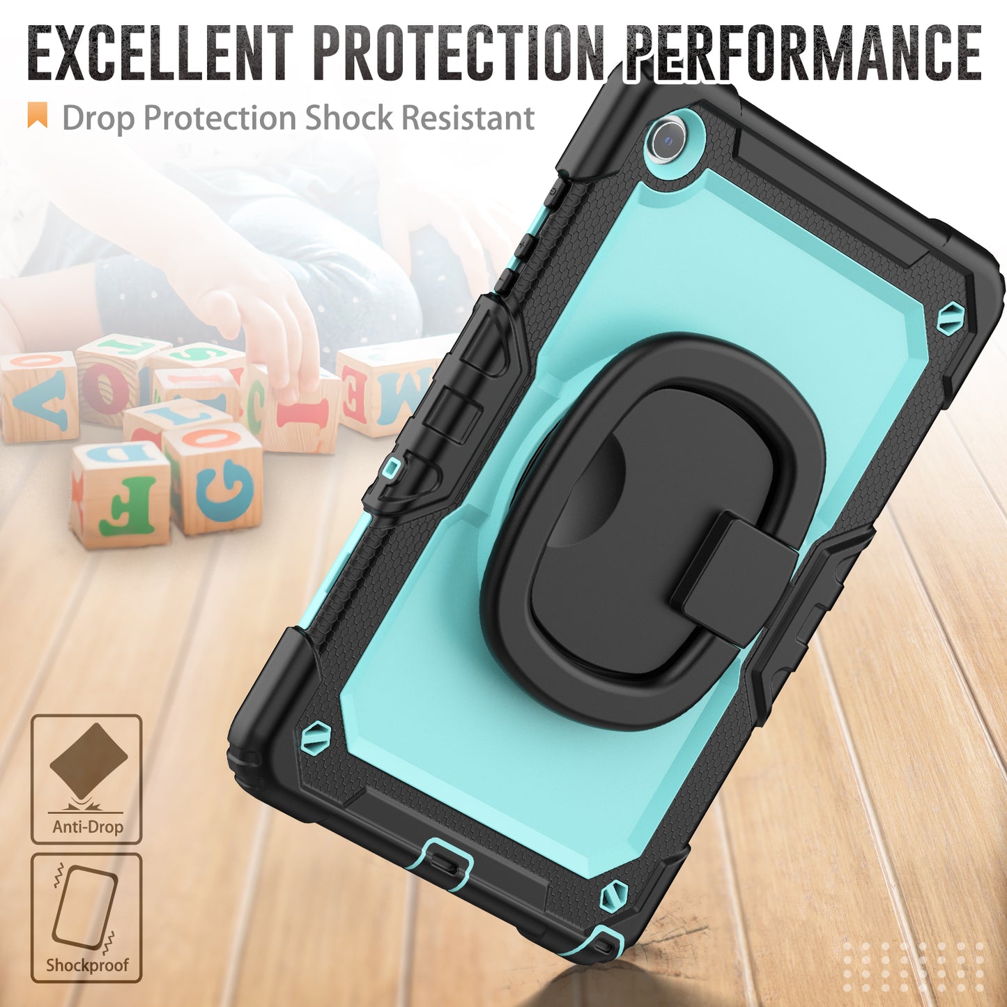 Tough Handle Grip Hook Samsung Galaxy Tab A9+ Case Rotatable