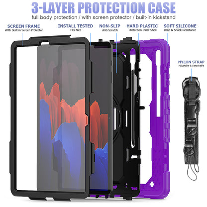 Tough Strap Built-in Screen Protector Galaxy Tab S7+ Case Multi-functional