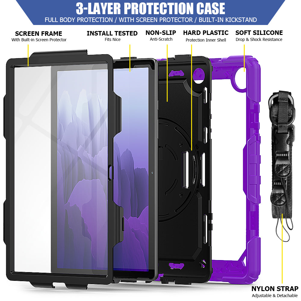 Tough Strap Built-in Screen Protector Galaxy Tab A7 Case Multi-functional