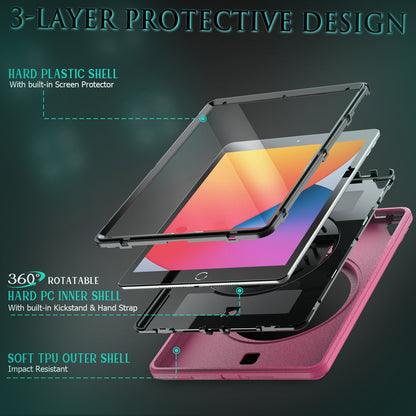 Coolinan Built-in Screen Protector Apple iPad 9 Case Hand Strap