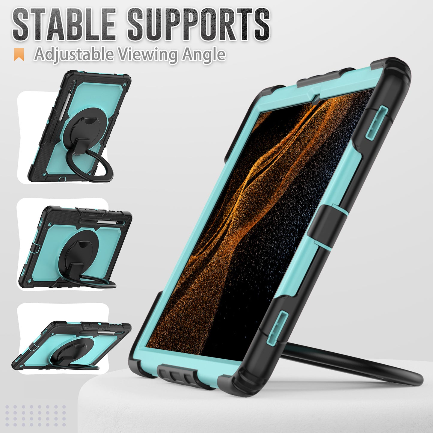 Tough Handle Grip Hook Samsung Galaxy Tab S8 Ultra Case Rotatable