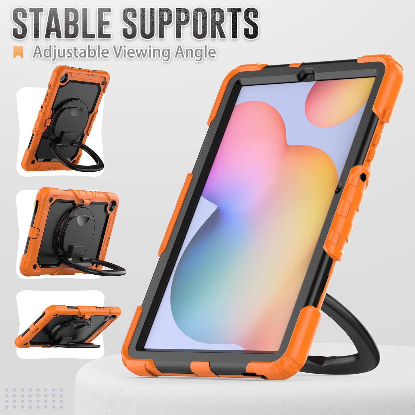 Tough Handle Grip Hook Samsung Galaxy Tab S6 Lite Case Rotatable