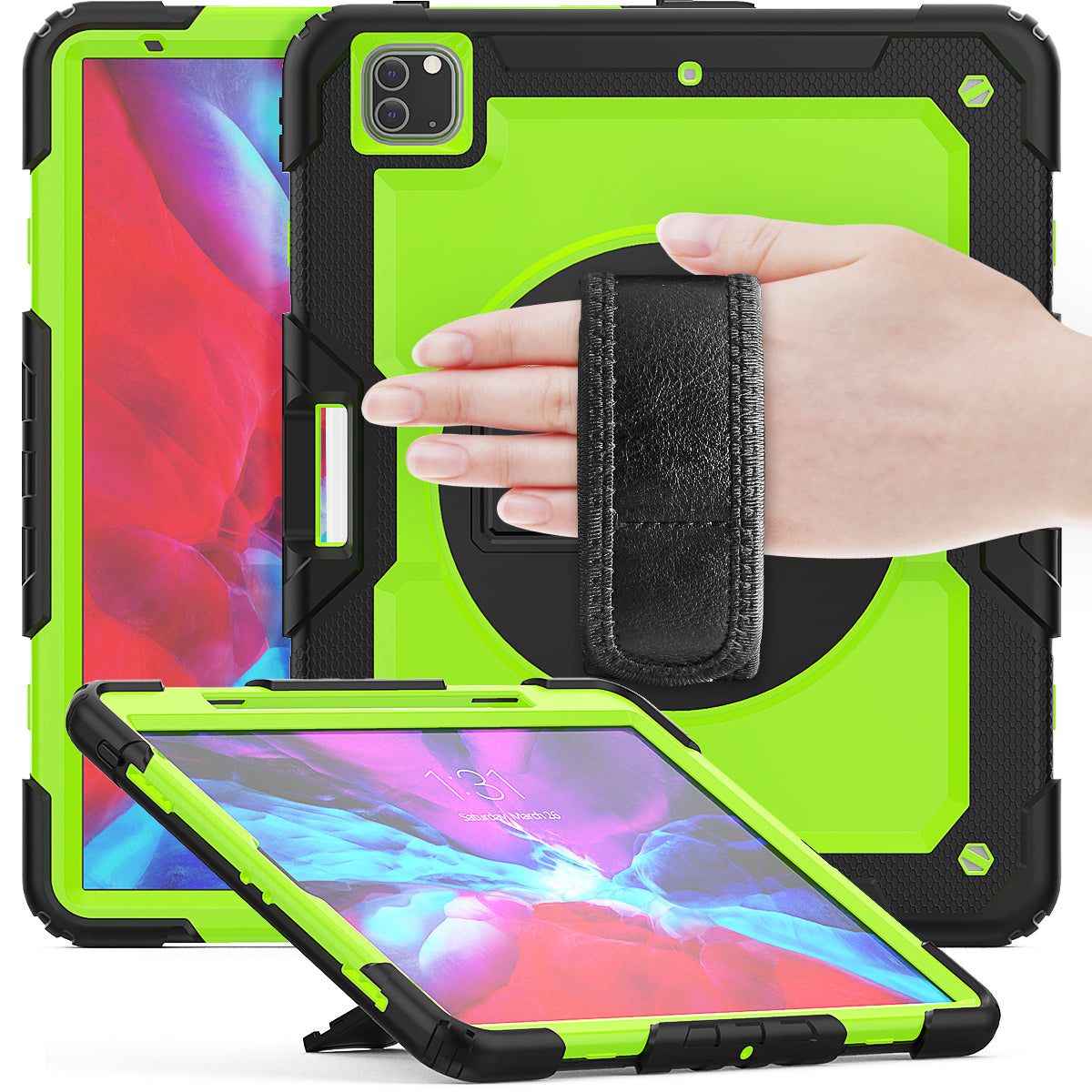 Tough Strap Built-in Screen Protector iPad Pro 12.9 (2020) Case Multi-functional