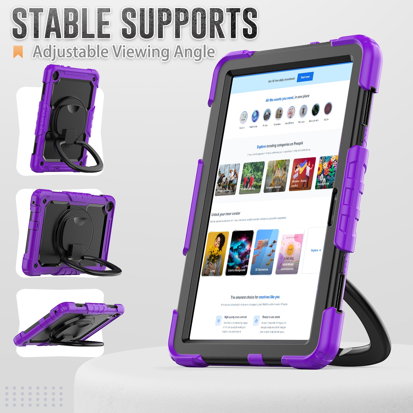 Tough Handle Grip Hook Lenovo Tab M10 HD (2020) Case Rotatable