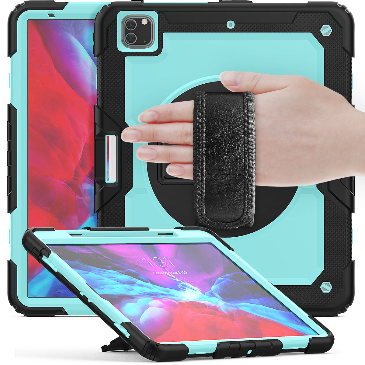 Tough Strap Built-in Screen Protector iPad Pro 12.9 (2020) Case Multi-functional