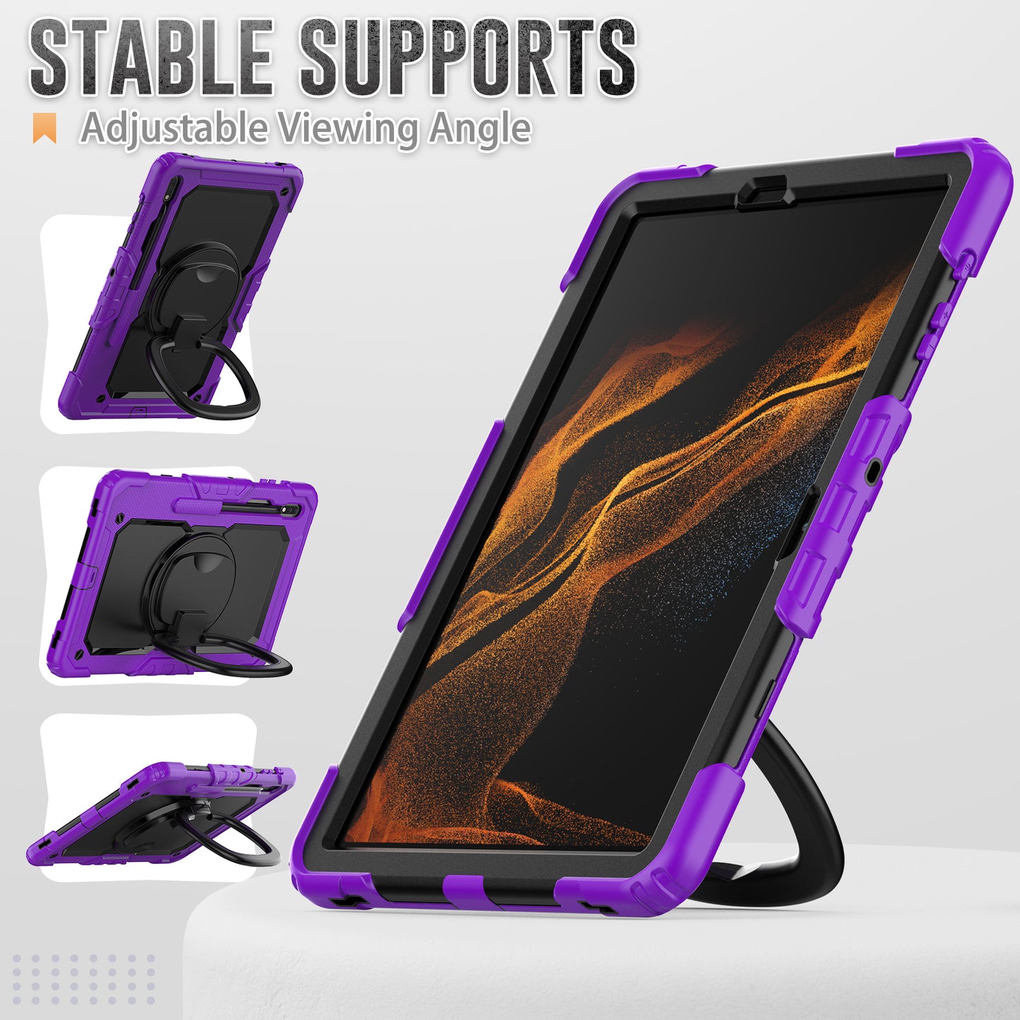 Tough Handle Grip Hook Samsung Galaxy Tab S7+ Case Rotatable