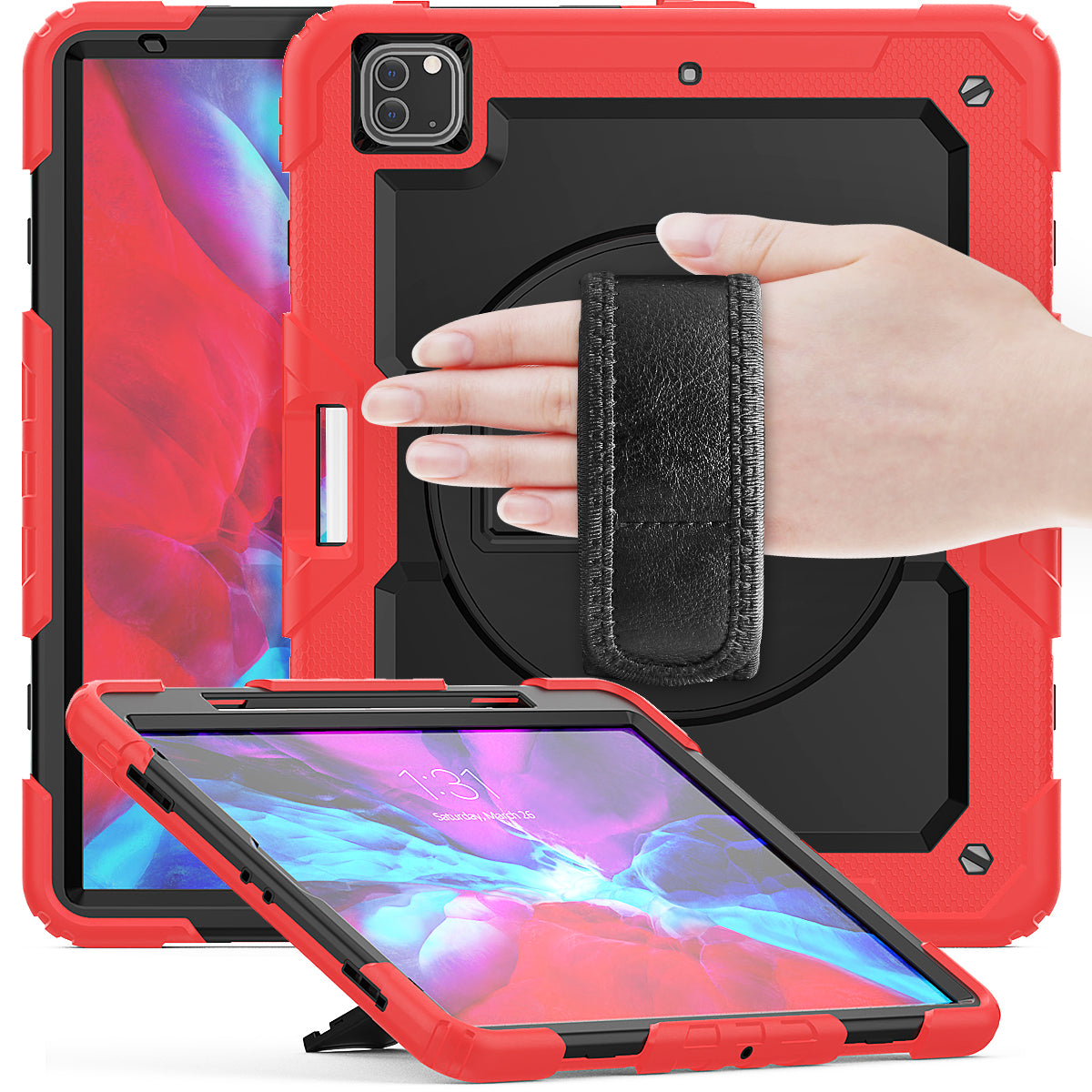 Tough Strap Built-in Screen Protector iPad Pro 12.9 (2020) Case Multi-functional