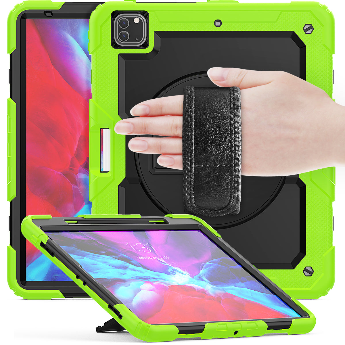 Tough Strap Built-in Screen Protector iPad Pro 12.9 (2020) Case Multi-functional