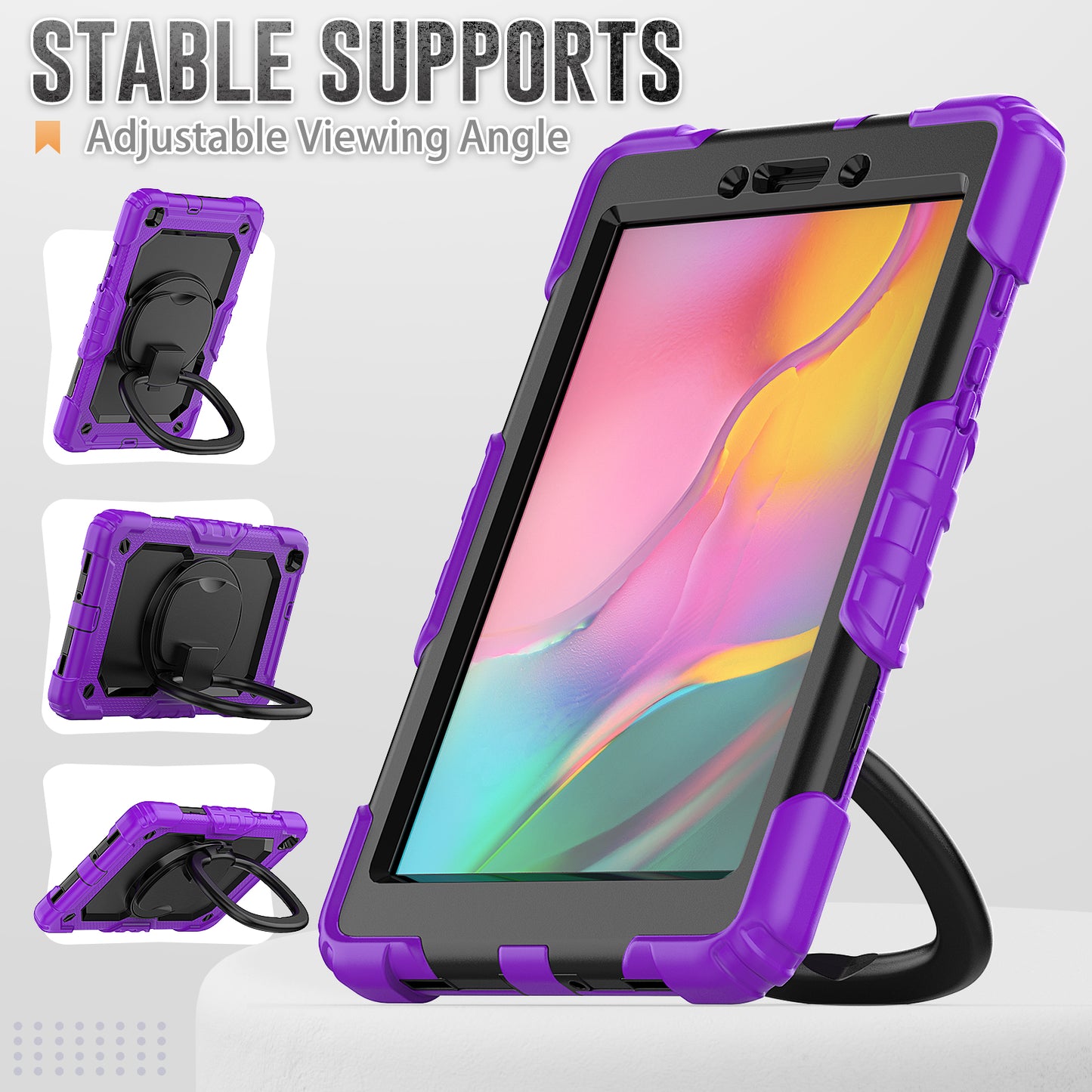 Tough Handle Grip Hook Samsung Galaxy Tab A 8.0 (2019) Case Rotatable