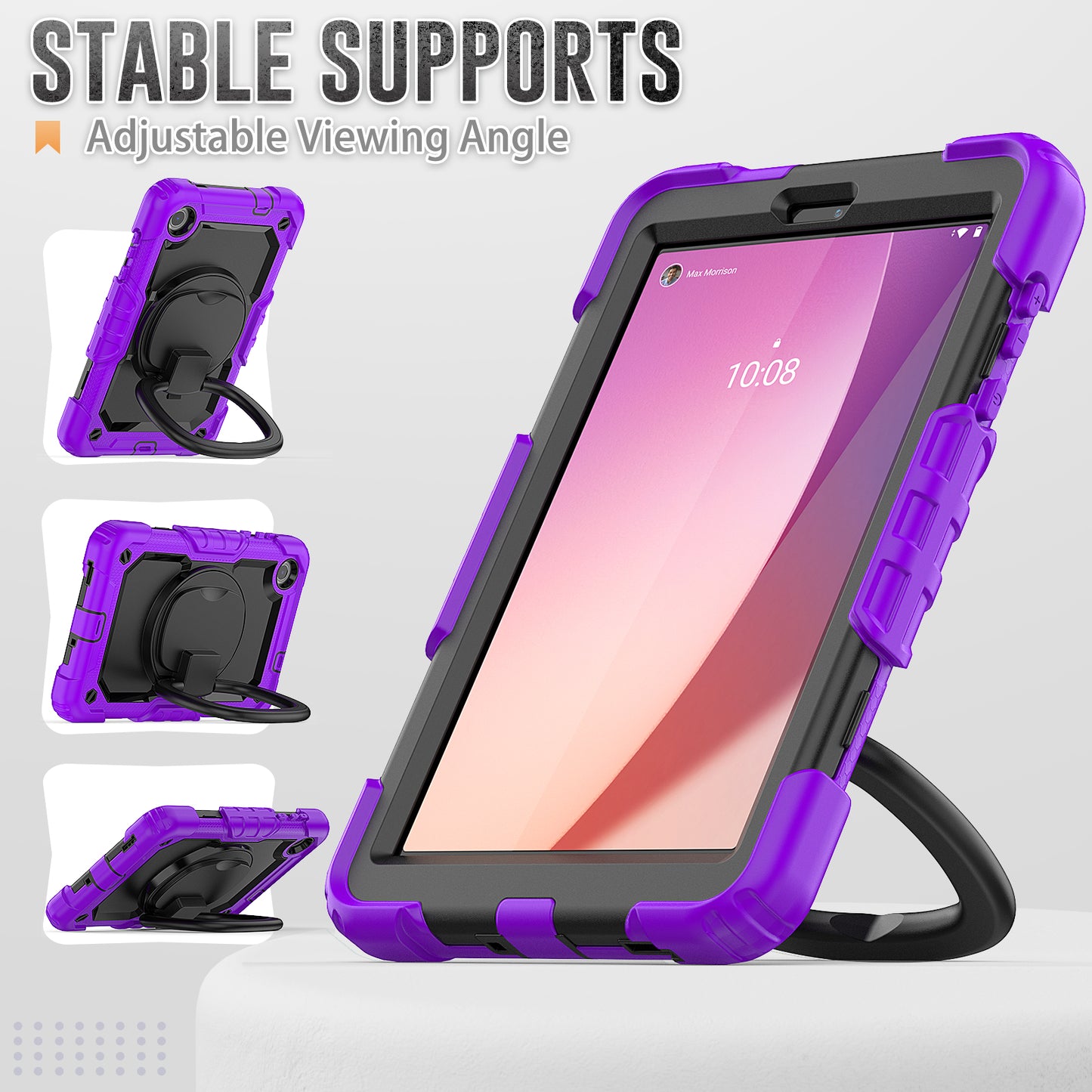 Tough Handle Grip Hook Lenovo Tab M8 HD (2019) Case Rotatable