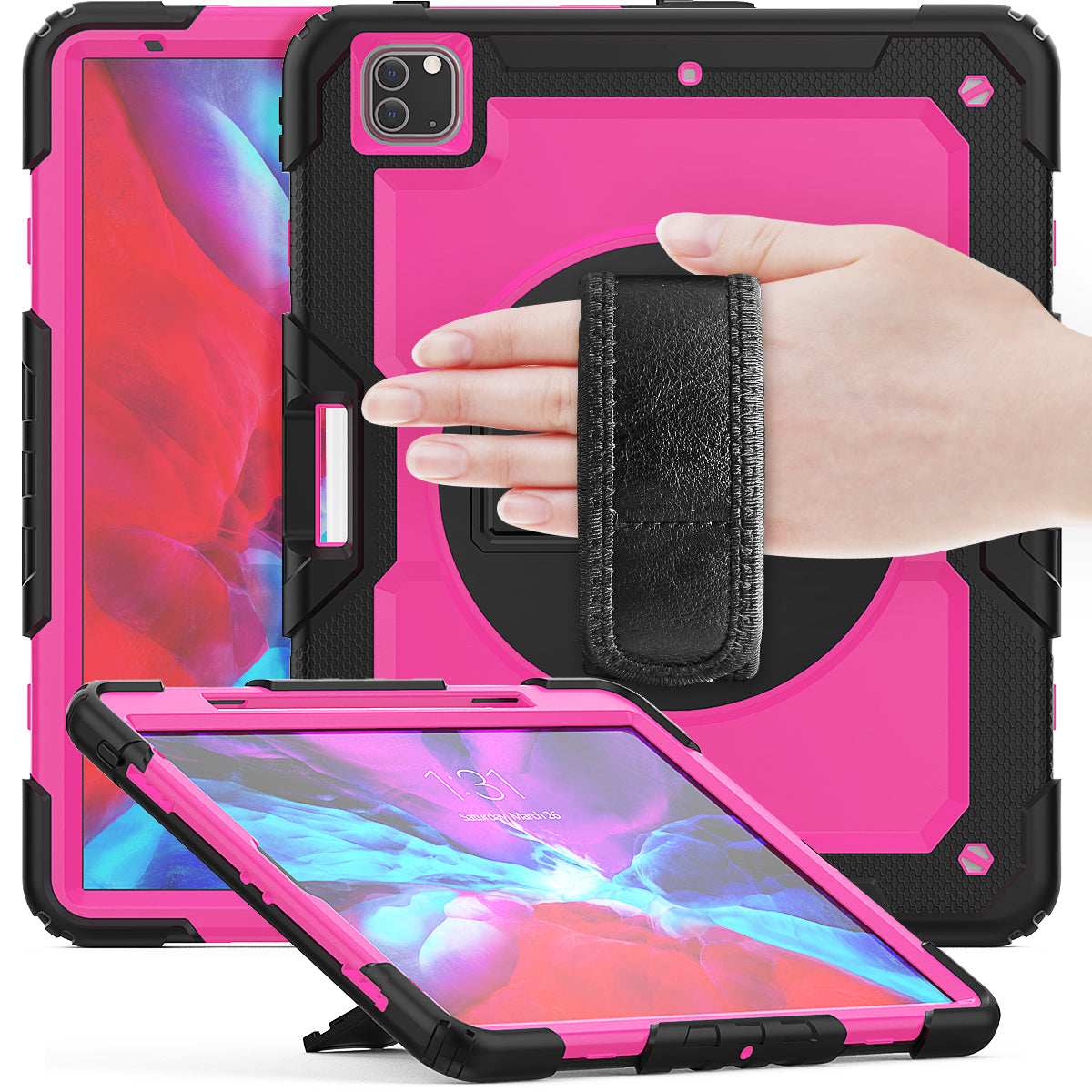 Tough Strap Built-in Screen Protector iPad Pro 12.9 (2020) Case Multi-functional